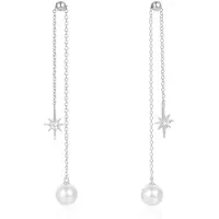 Elenza AMS Elenza Zilveren Oorbellen met Parel en Ster – Elegante Dames Sieraden