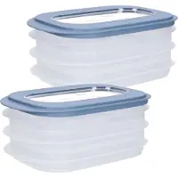 Sunware Vleeswarendoos - 6x - voedsel bewaarbakjes - transparant/blauwgrijs - bakjes