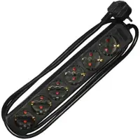 EDM Wandcontactdoos met 6 stopcontacten, zonder schakelaar, 41008, Schuko (1,5 meter)