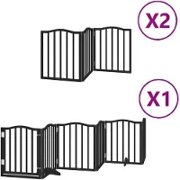 vidaXL Hondenhek inklapbaar 12 panelen 600 cm populierenhout zwart