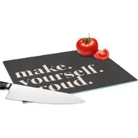 KitchenYeah Glazen Snijplank - 28x20 - Quotes - Make yourself proud - Zelfliefde - Zelfvertrouwen - Tekst - Snijplanken Glas