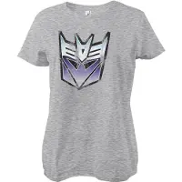 Transformers Distressed Decepticon Shield Girly Tee Damen T-Shirt Heathergrey-M