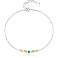 Elenza AMS Zilveren Elenza Armband met Groene en Gele Zirkonia – Verfijnde Stijl voor Dames