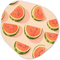 MuchoWow Organische wanddecoratie 40x40 cm - Organisch schilderij Watermeloen - Schijfjes - Pitten - Rood - Muurdecoratie woonkamer - Kamer decoratie - Schilderijen - Muurcirkel aesthetic