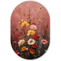 MuchoWow Muurovaal 60x90 cm - Ovale wanddecoratie Bloemenboeket - Fijne details - Roze - Ovalen schilderij - Muurdecoratie woonkamer - Kamer decoratie - Schilderijen - Wandcirkel