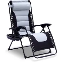 SereneLife Ligstoel – Verstelbare Tuinstoel met Kussen – Opvouwbare Relaxstoel - Stalen Frame met Textilene