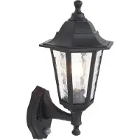 QAZQA Buiten wandlamp zwart met bewegingssensor IP44 - New Haven Hammered