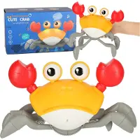 Ikonka Kruipende En Dansende Krab Muzikaal Speelgoed Met Geluid - Interactief En Educatief Speelgoed Voor Kinderen En Baby's - Baby speelgoed - Sensorisch Speelgoed - Oplaadbare 3,7V Batterij - Oranje