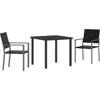 vidaXL Tuin Eettafel Set 3 st Zwart PE Riet