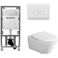 Villeroy & Boch Subway 2.0 Toiletset - Geberit inbouwreservoir - diepspoel - wandcloset - directflush - bedieningsplaat - ronde knoppen - wit 0701131/SW706186/ga26028/ga91964/