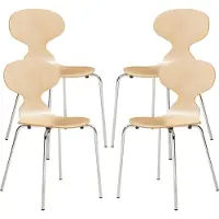 En.casa Eetkamerstoelen Kil set van 4 naturel en chroom []