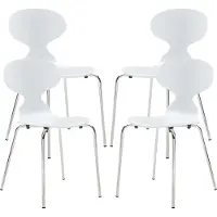 En.casa Eetkamerstoel 'Kil', set van 4, keukenstoelen, 80 x 47 x 48 cm, hout, metalen frame, wit/chroomkleurig