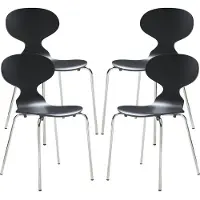 En.casa Eetkamerstoel 'Kil', set van 4, keukenstoelen, 80 x 47 x 48 cm, hout, metalen frame, zwart/chroomkleurig
