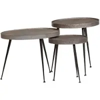 vidaXL Salontafel 3 stuks zilverkleurig bewerkt hout