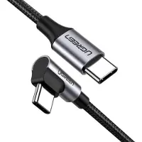 UGREEN USB-C / USB-C 90 Degree Angled Braided Nylon Cable - Black - 1M