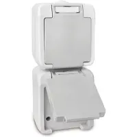 PERANOVA Dubbel stopcontact Pera Peranova 102437 spatwaterdicht Lichtgrijs, Donkergrijs