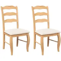 vidaXL Eetkamerstoelen met kussens 2 stuks natuurlijk massief hout rubber