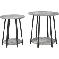 vidaXL Bijzettafelset met plank 2 pcs Grijs Sonoma en Zwart