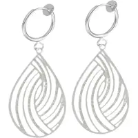 Charme Bijoux Klem oorbellen- druppel- filigraan- zilverkleur- 5 cm- geen gaatje-