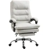 Merax Massage Bureaustoel - Ergonomische Bureaustoel met 135° Kantelbare Rugleuning - Verstelbare Draaistoel met Voetsteun - Creme Wit