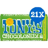 Tony's Chocolonely - Puur Amandel Zeezout Chocolade 90 gram - 21 stuks