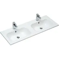 Saniclear Essen mineraal marmeren wastafel 120cm dubbel met kraangaten