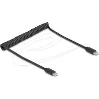 DeLOCK USB 2.0 Type-C Coiled Cable male to male 0.45 m to 0.75 m black