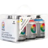 Montana Colors MTN spuitbus pakket op waterbasis - 6 kleuren 100ml lage druk en matte afwerking spuitverf - Geurloos en kindvriendelijk
