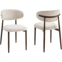 Furnihaus Celia - Eetkamerstoelen set van 2 - Beige Walnoot - Comfortabele stof en metalen poten