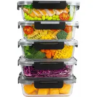 Ceruzo Meal Prep Bakjes – Glas – Set van 5 × 1040 ml – Luchtdicht