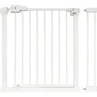 BRASQ Traphekje zonder Boren - Veiligheidshek - Kinderhekje met verlengstuk 75 t/m 93 cm - Verlengbaar - Klembevestiging - Metaal - Hondenhek - Wit
