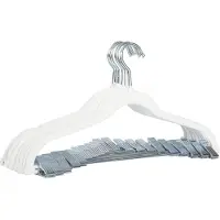 SVITA Set van 10 kledinghangers - met clips en fluwelen hoes wit