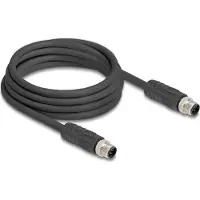DeLOCK M12 Cable L-coded 4 pin male to male PUR suitable for drag chains 3 m black