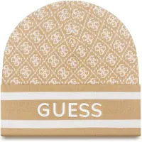GUESS Muts 'SEVYN 4G LOGO BEANIE SWTR' beige / wit