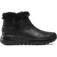 SKECHERS dames enkellaarsjes, gevoerd met warme stof, zwart