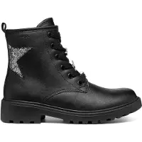 Geox JUNIOR J Casey meisjenschoenen, type biker/amfibie, zwart/donker zilver, maat 39 EU