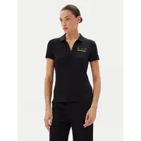 Emporio Armani Dames Evolution Korte Mouw Poloshirt in Katoen Modaal Mix Zwart (XS), Sportief, Tennis/padels, Korte mouwen 7W000266_AF12500