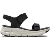 SKECHERS Skechersvoor vrouwen. 119247 Zwarte Slingback Sandalen (41), Stof, Plat, Klittenband, Casual, Sportief