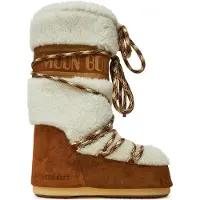 Moon Boot Dames Leren laarzen LAB69 Crème met bruine schapenvacht (39/41), Leer, Veters, Casual, Sneeuw 80D1402610