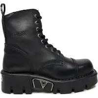 New rock zwart lederen militaire bikerlaarzen - M-NEWMILI083-S19