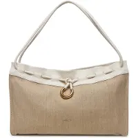 Coccinelle Schoudertas Isabela Canvas Handbag Natural / Blanco Beige