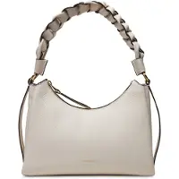 Coccinelle Leren Schoudertas Boheme Grana Double Shoulder Bag Blanco / Skin Crème