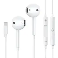 Phonillico Bedrade hoofdtelefoon compatibel met iPhone 18/17/16/15 en iPad 11/10/Air/Pro naar USB-C - In-ear - Ingebouwde microfoon