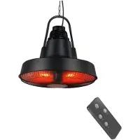 BRASQ Retro Elektrische Terrasverwarmer hangend – 3 warmtestanden – met afstandsbediening – IP24 -Spatwaterdicht - Voor binnen en buiten – 2000 W