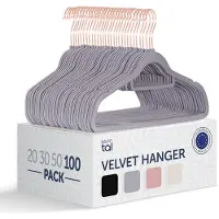 Blumtal - Kledinghangers - Velvet - Fluweel - Rose Gold - Grijs - 100 stuks