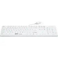 GETT GCQ CleanType Easy Protect siliconen toetsenbord met kunststof behuizing, numeriek keypad, 105 toetsen, IP68-bescherming, USB-aansluiting, kleur: wit, lay-out: DE
