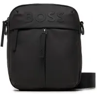 BOSS Stormy Heren Faux Leather Reporter Tas met Tonal Logo