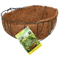 Kinzo Bloemenhangmand - Hangmand met Kokosvezel Inleg - Hangpot voor Bloemen en Planten - Hangende Bloempot - Plantenhanger Buiten - Ca. 31 x 31 x 17 cm