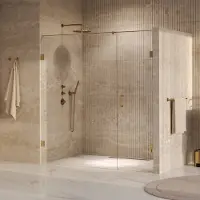 Brauer void nisdeur 2-delig helder glas 200x200 omkeerbaar met draaideur 70 aan muur incl. Glascoating pvd goud