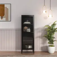 En.casa Vitrinekast Säkylä 150x50x35 cm zwart []